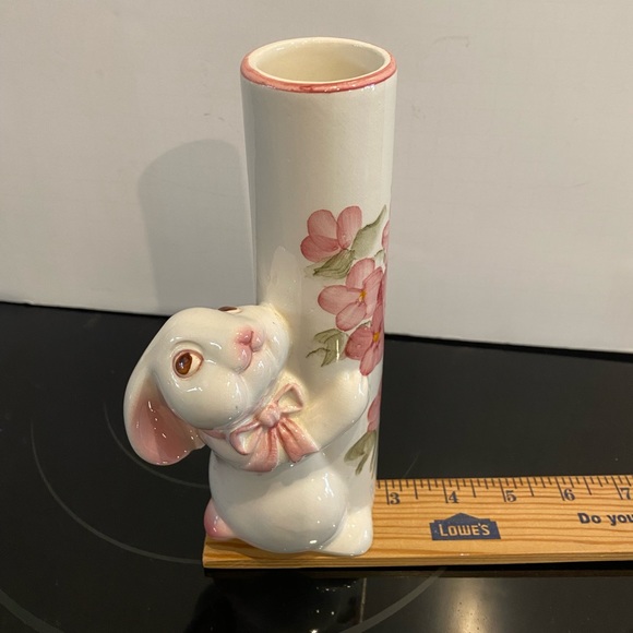 VINTAGE 1980s CERAMIC BUNNY VASE/FTD/WEISS/BRAZIL Hand Painted - Picture 4 of 11